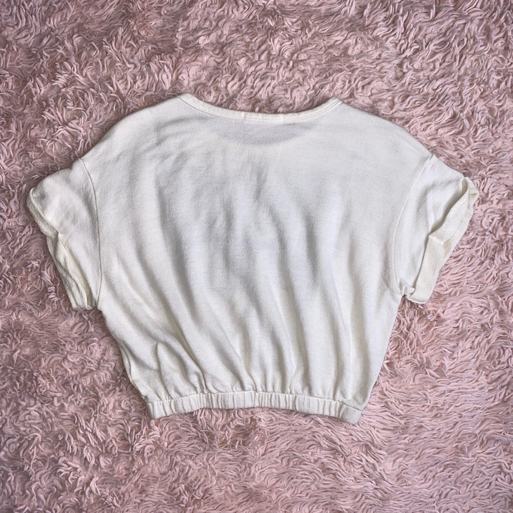 CAT PRINTED SCRUNCHED-BOTTOM CROP TOP · SIZE M · PAPAYA - Picture 3 of 4